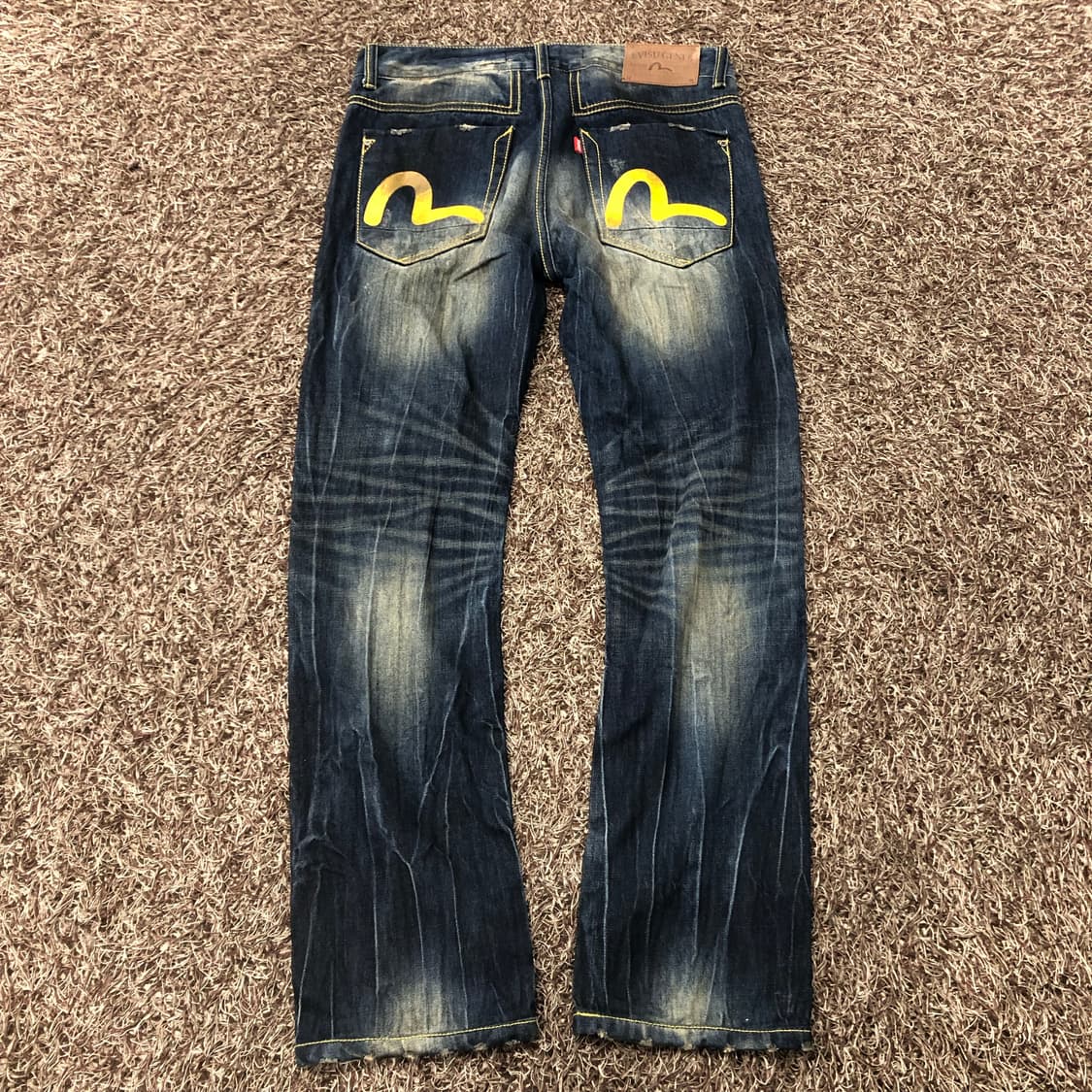 에비수 옐로우 빅로고 디스 워싱 데님 팬츠 상품이미지1