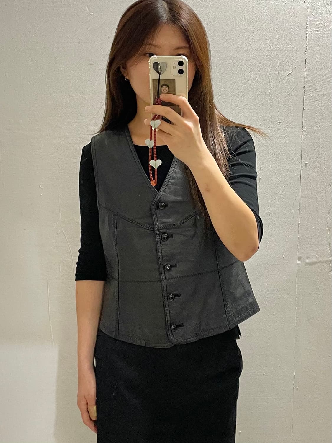 VTG stitch leather vest 상품이미지1