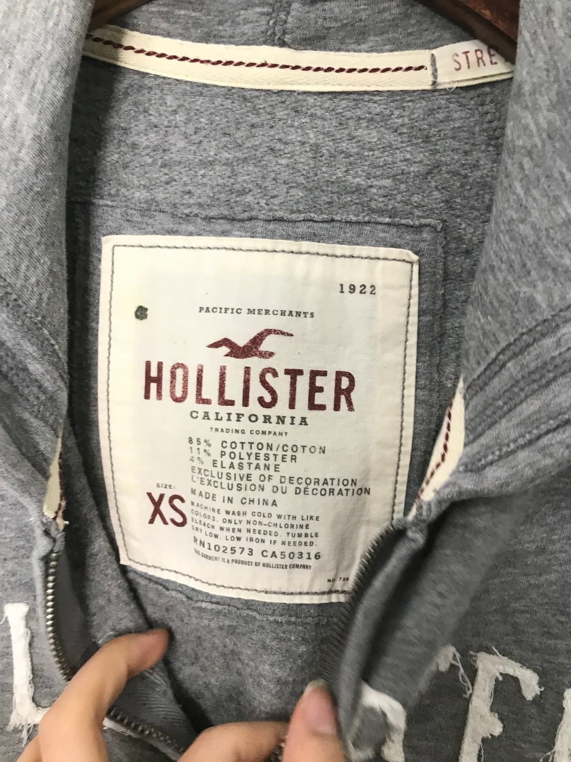 홀리스터 y2k 와투케 딱붙 그레이 후드집업 상품이미지8