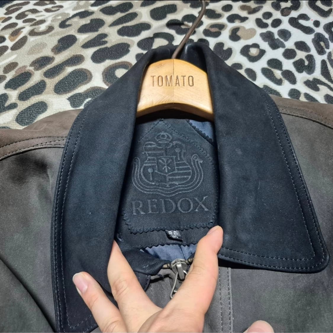 90's 레드옥스 스웨이드 패치워크 레더 봄버 자켓 XL 상품이미지3