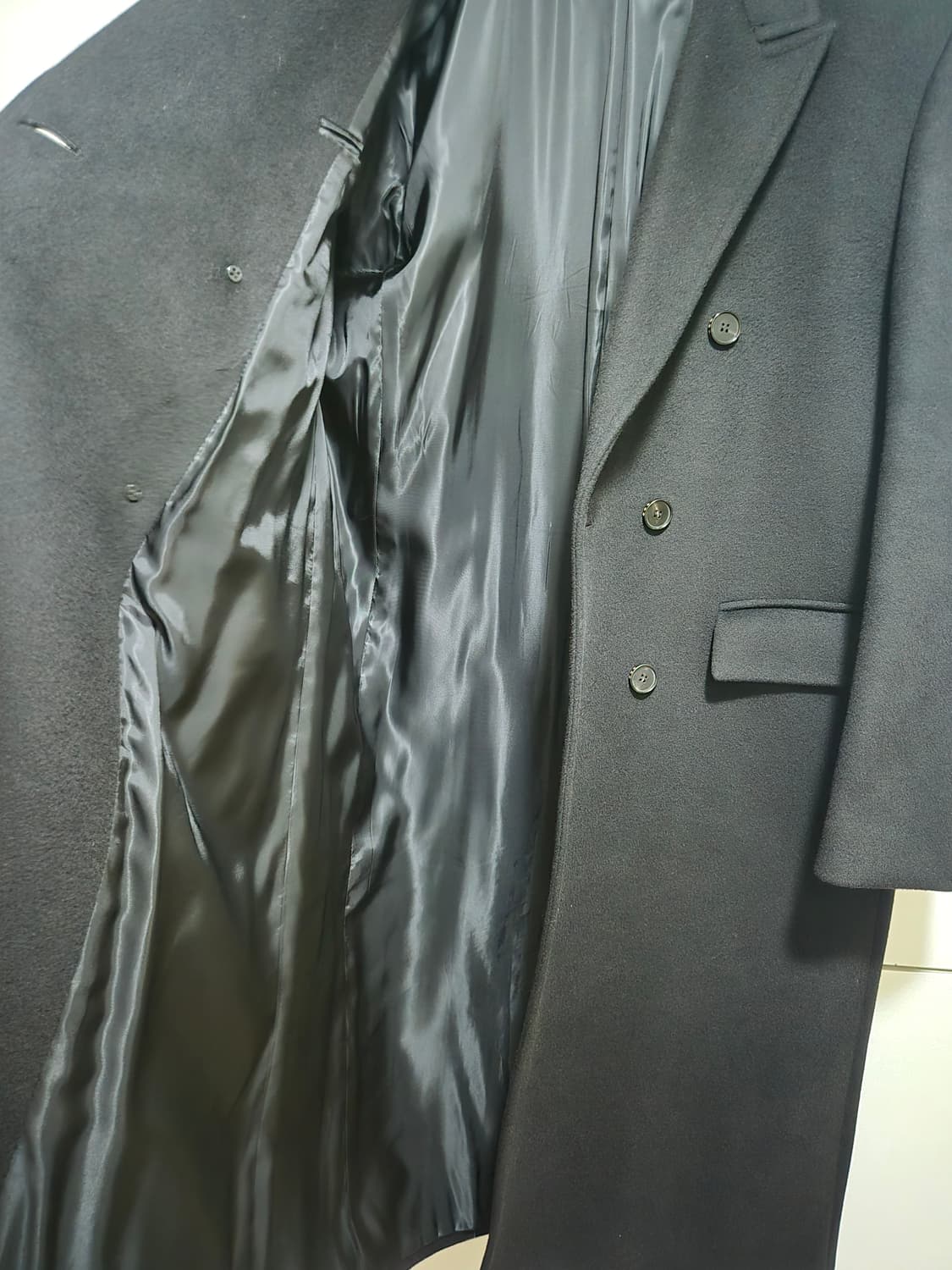 토니웩 캐시미어 더블브레스티드 코트 블랙 L 상품이미지5