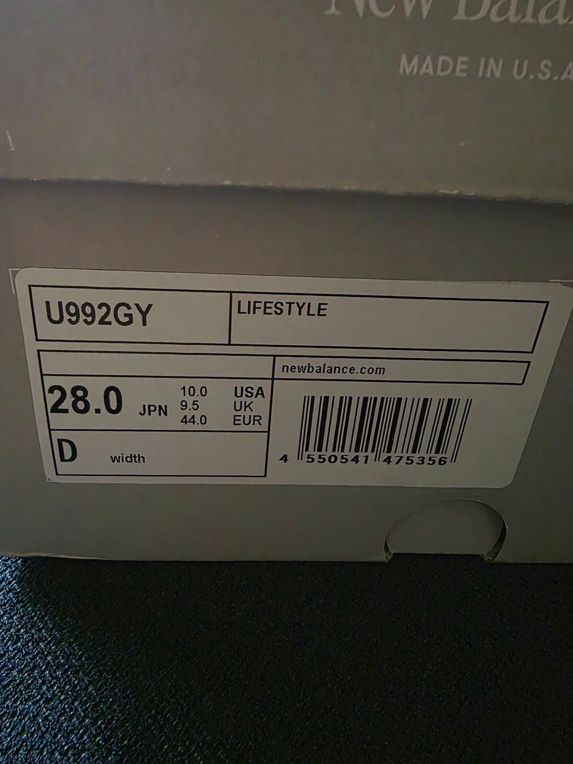 뉴발란스 992그레이( U992GY)280  상품이미지3