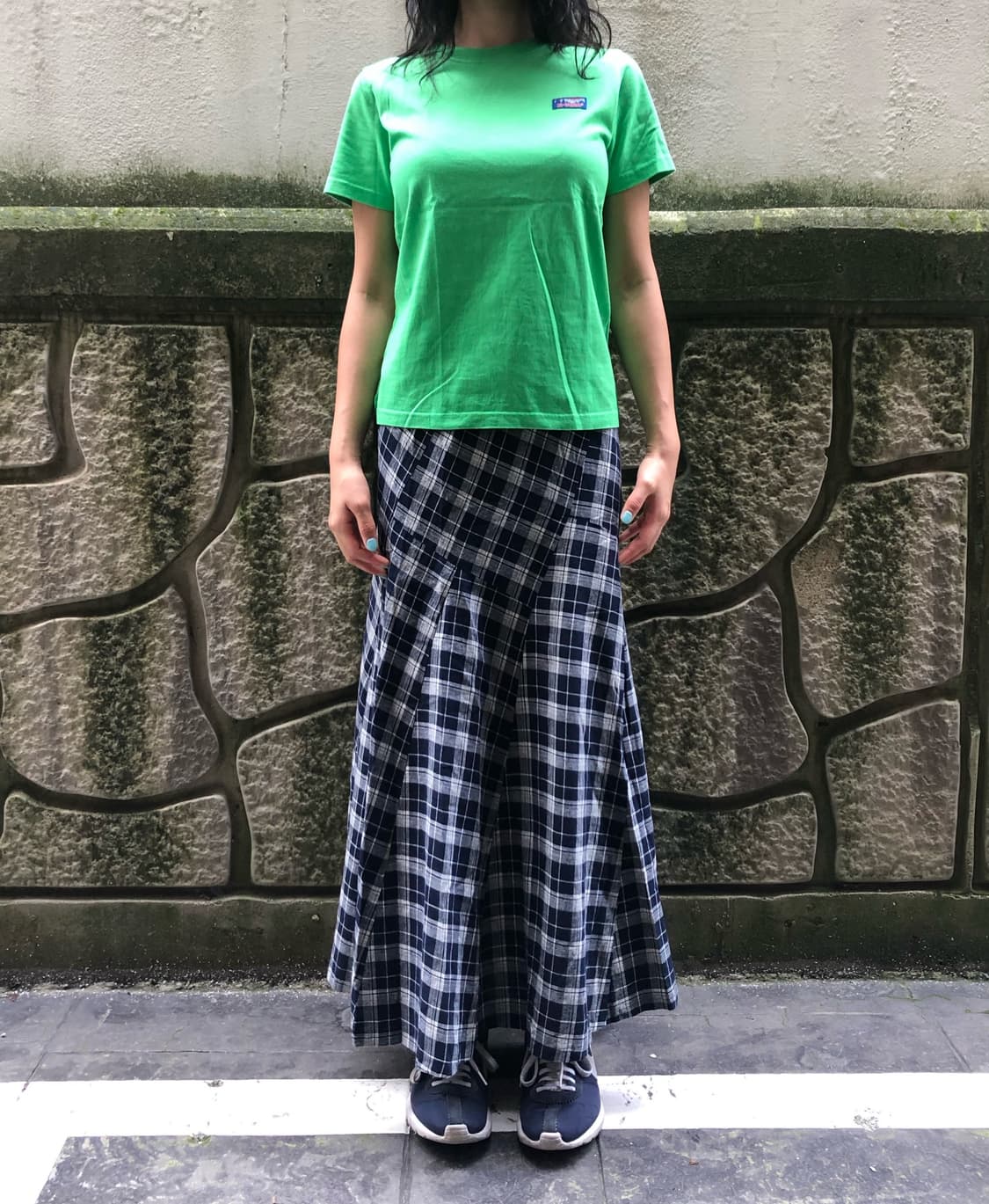 JPN 하모니카 빈티지 블루 체크스커트 상품이미지2