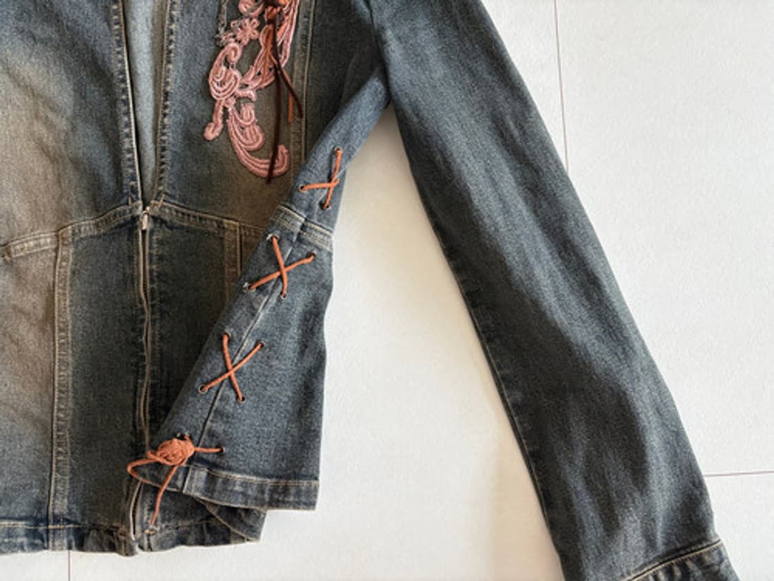 y2k lace trim denim jacket 상품이미지3