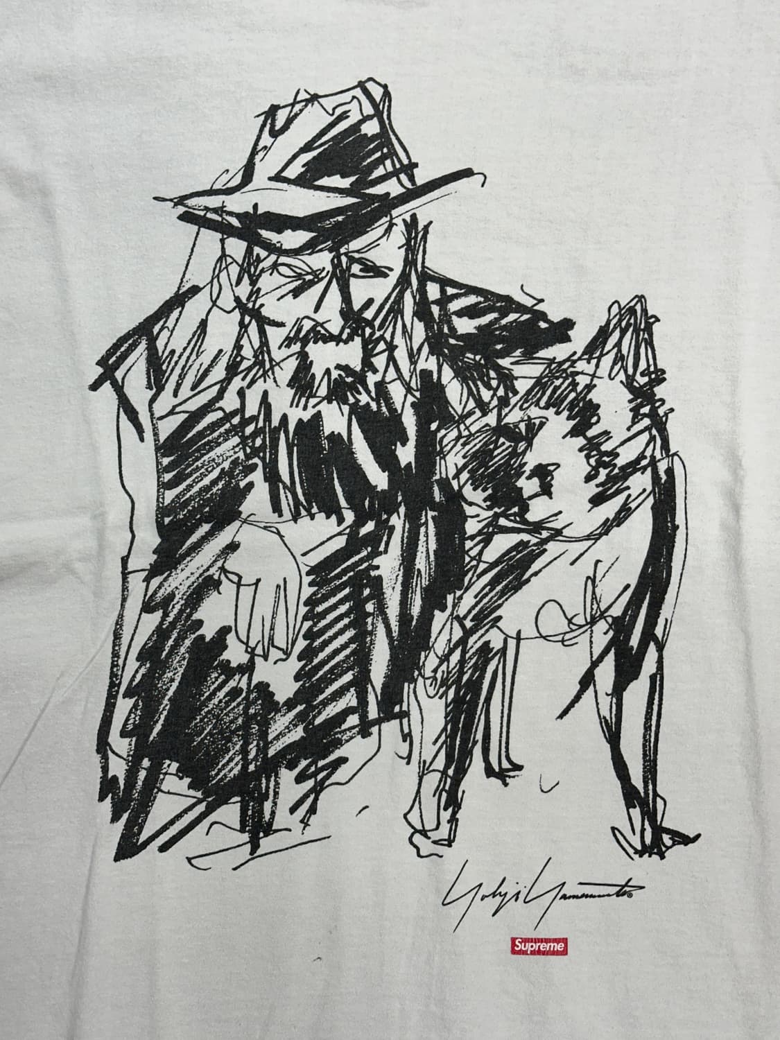 Supreme x Yohji Yamamoto 스크리블 포트레일 티 M 상품이미지3