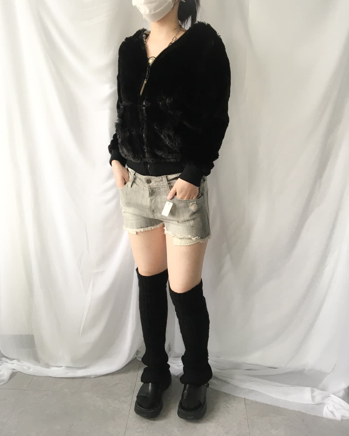 Fake fur hood zip up 상품이미지9