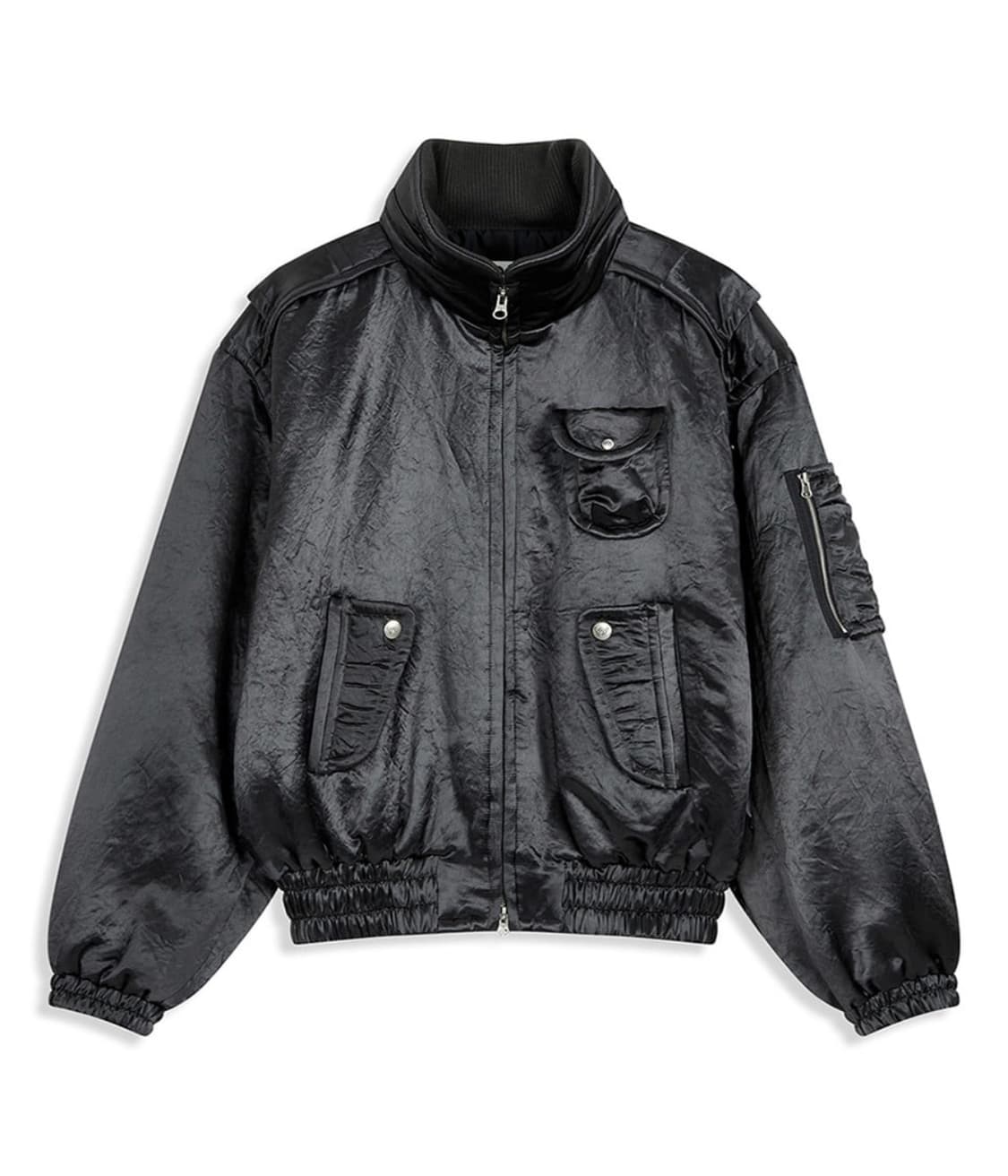 open yy (오픈와이와이) 새틴 카고 봄버 차콜 S 상품이미지1