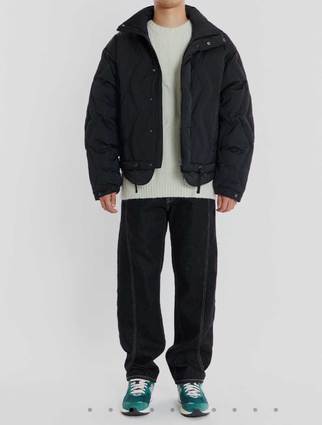 새상품(M)언어펙티드 레이어드 다이아몬드 다운 점퍼 블랙 상품이미지6