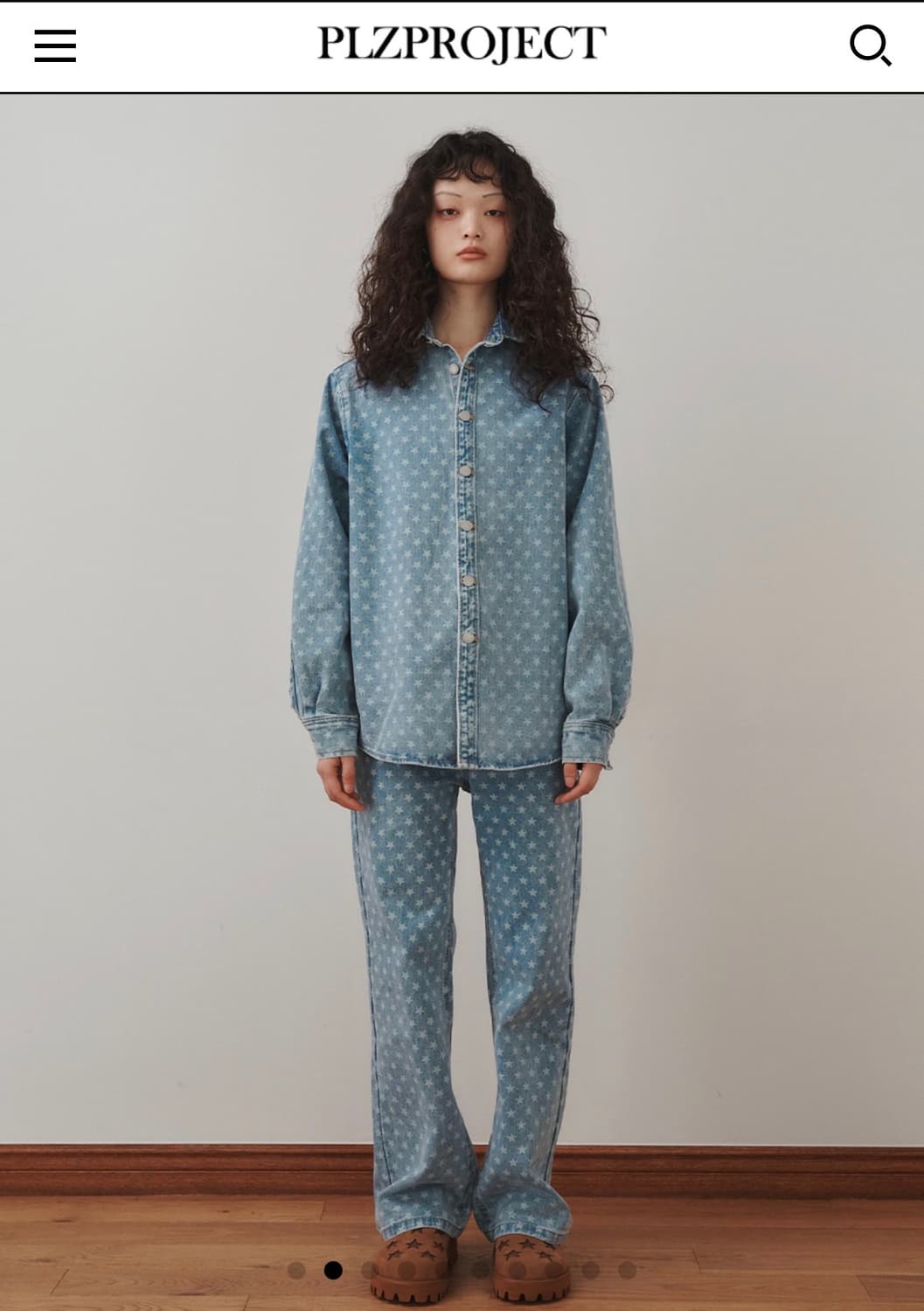 플리즈프로젝트 별패턴 데님셔츠 상품이미지1