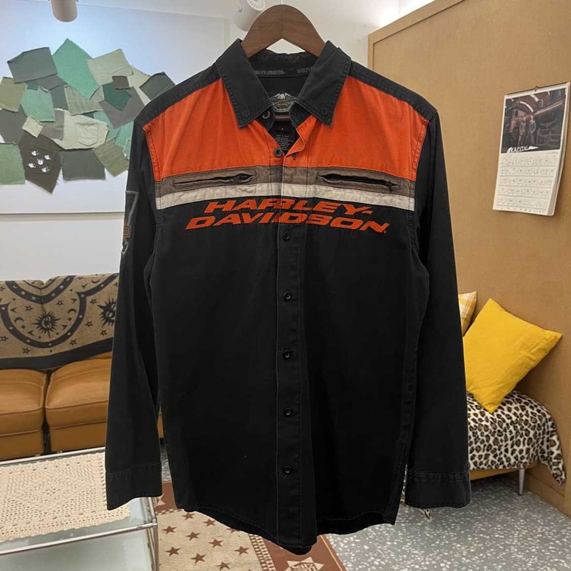 할리 데이비슨 스트릿 펑크 모터사이클 바이커 셔츠 S C10262 상품이미지3