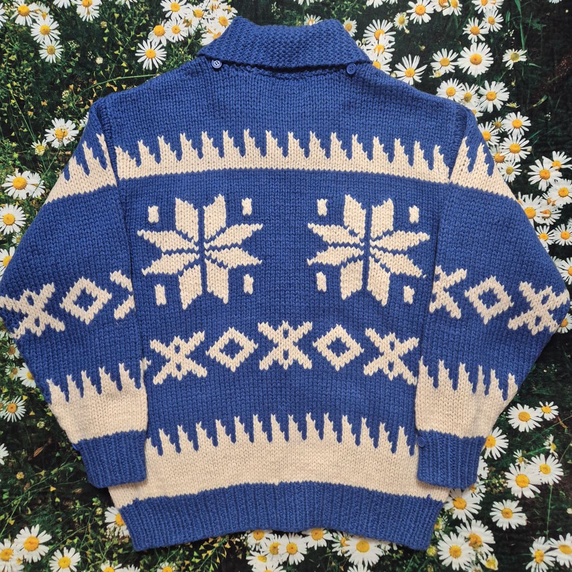 일본 GEORGIA 블루 눈꽃 패턴 코위찬 자켓 새상품 상품이미지3