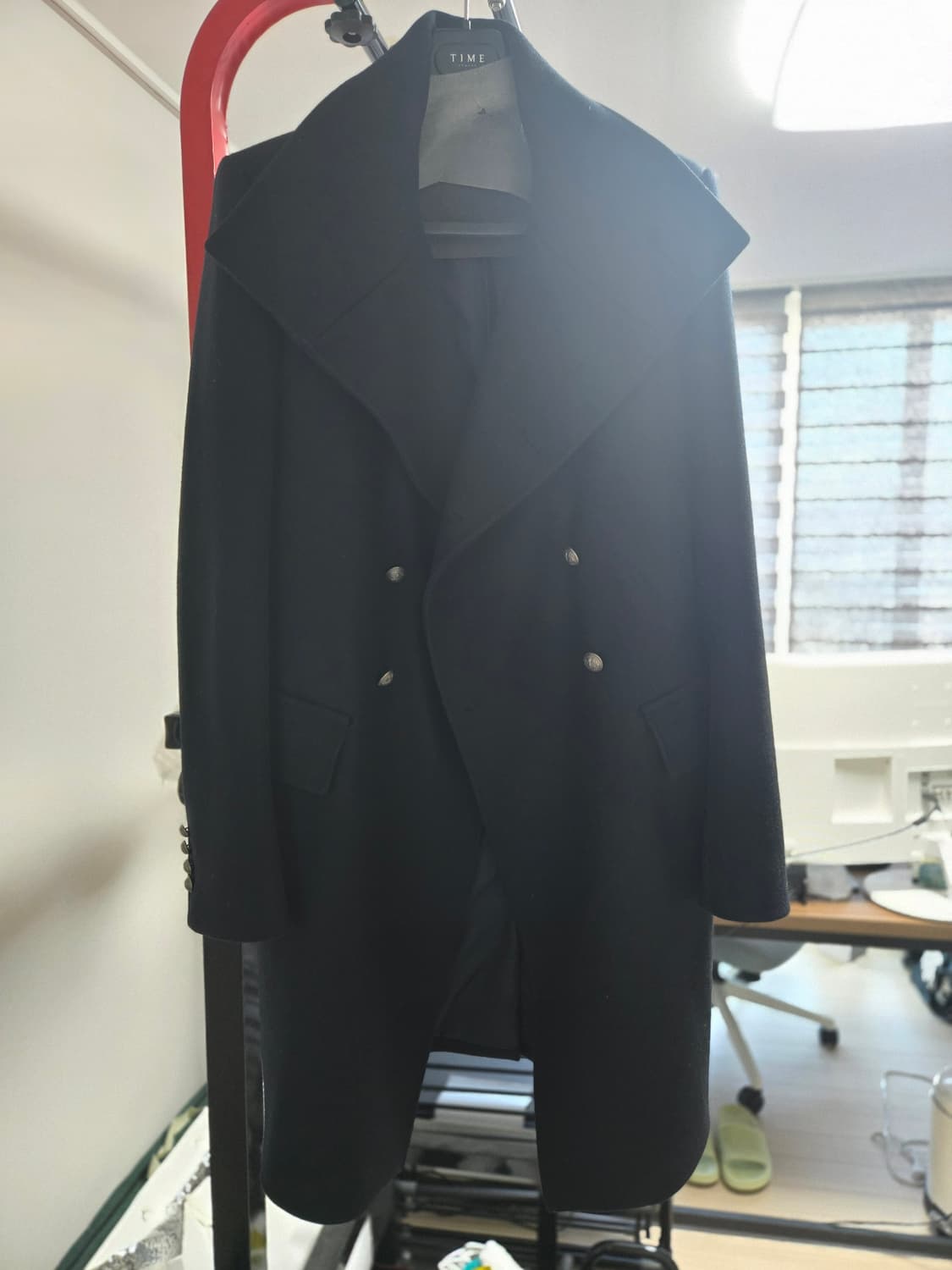 타임옴므 하이넥 더블 코트(검정) 상품이미지10