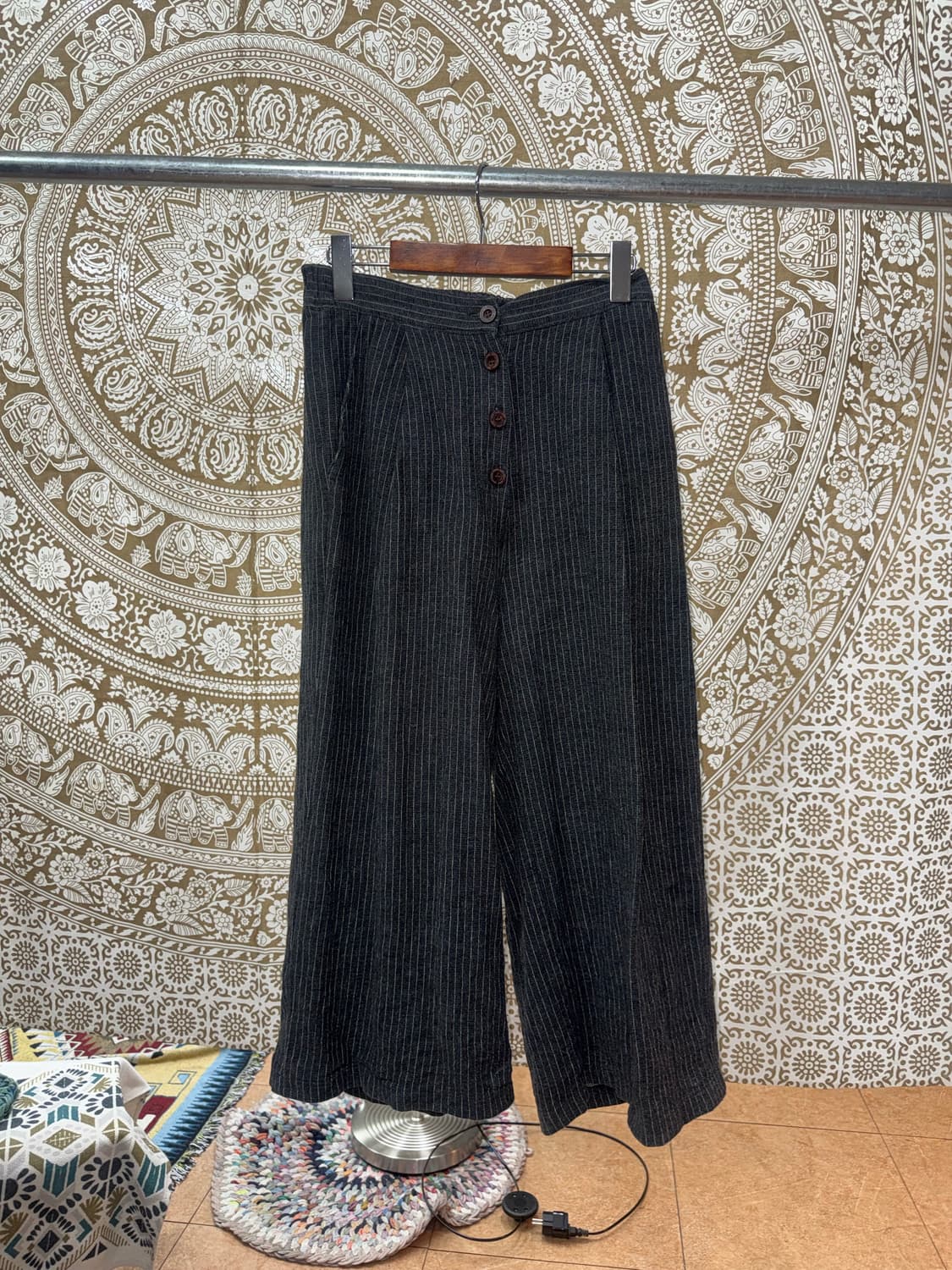 빈티지 스트라이프 밴딩 9부 바지  상품이미지3