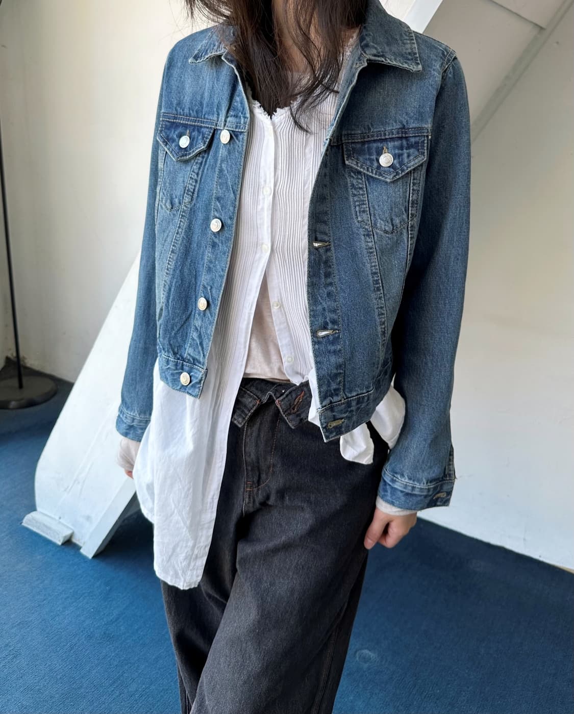Denim cropped design trucker jacket 상품이미지6