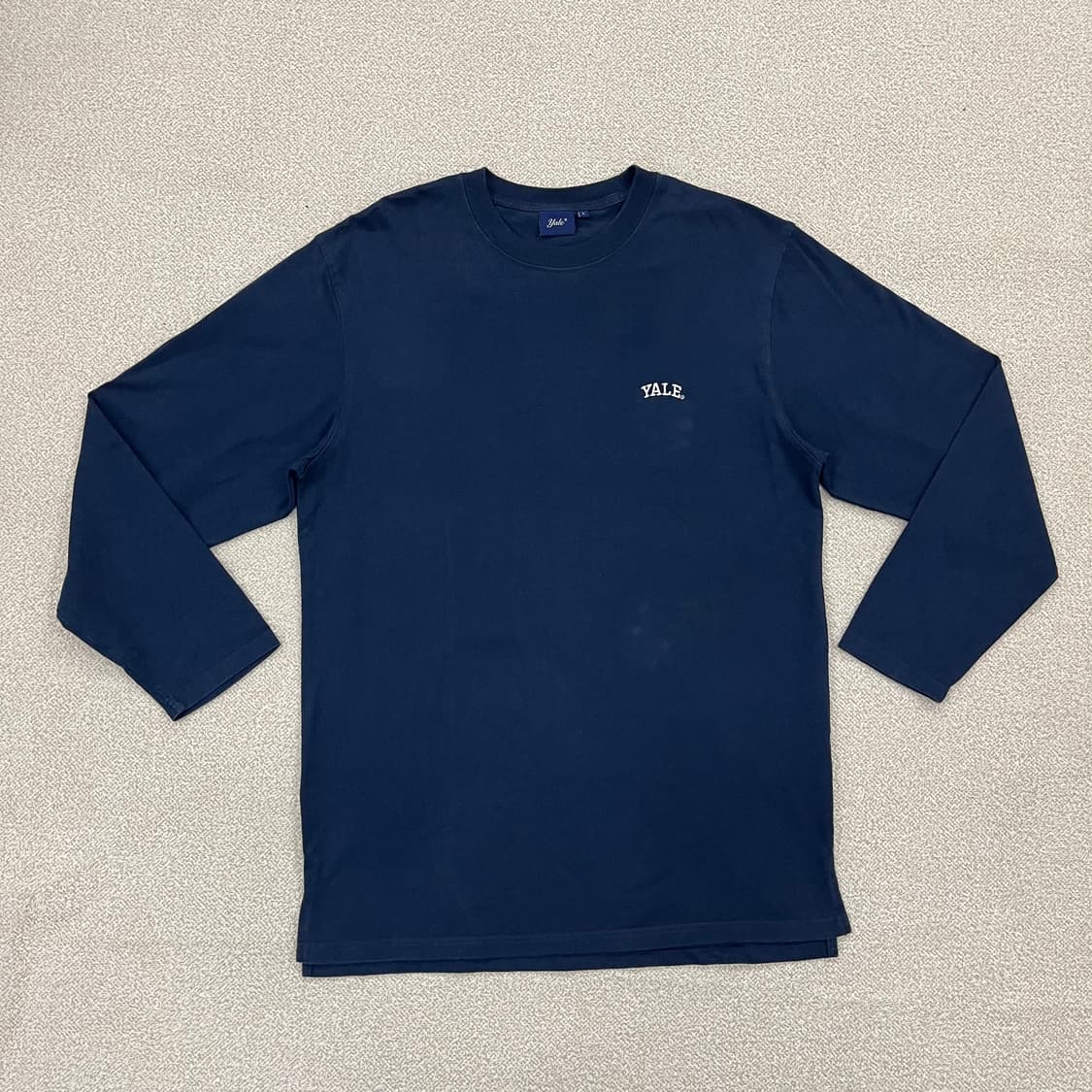 [L] 예일 스몰로고 라운드 롱슬리브 긴팔 티셔츠 네이비 3950 상품이미지2