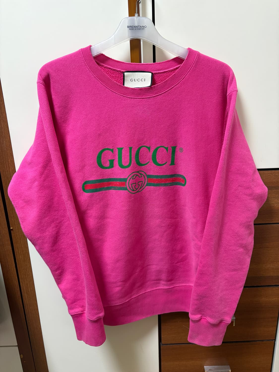 구찌 빈티지 띠로고 핑크 맨투맨 M 상품이미지1