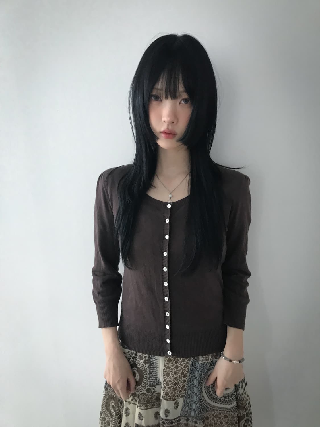 Square Neck Slim Cardigan(Brown) 상품이미지7