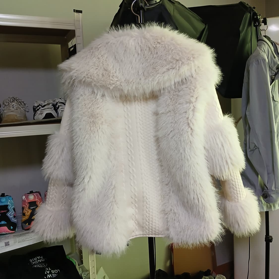 빅카라 진주단추 페이크 퍼 꽈배기 니트 점퍼 자켓 패딩 상품이미지5