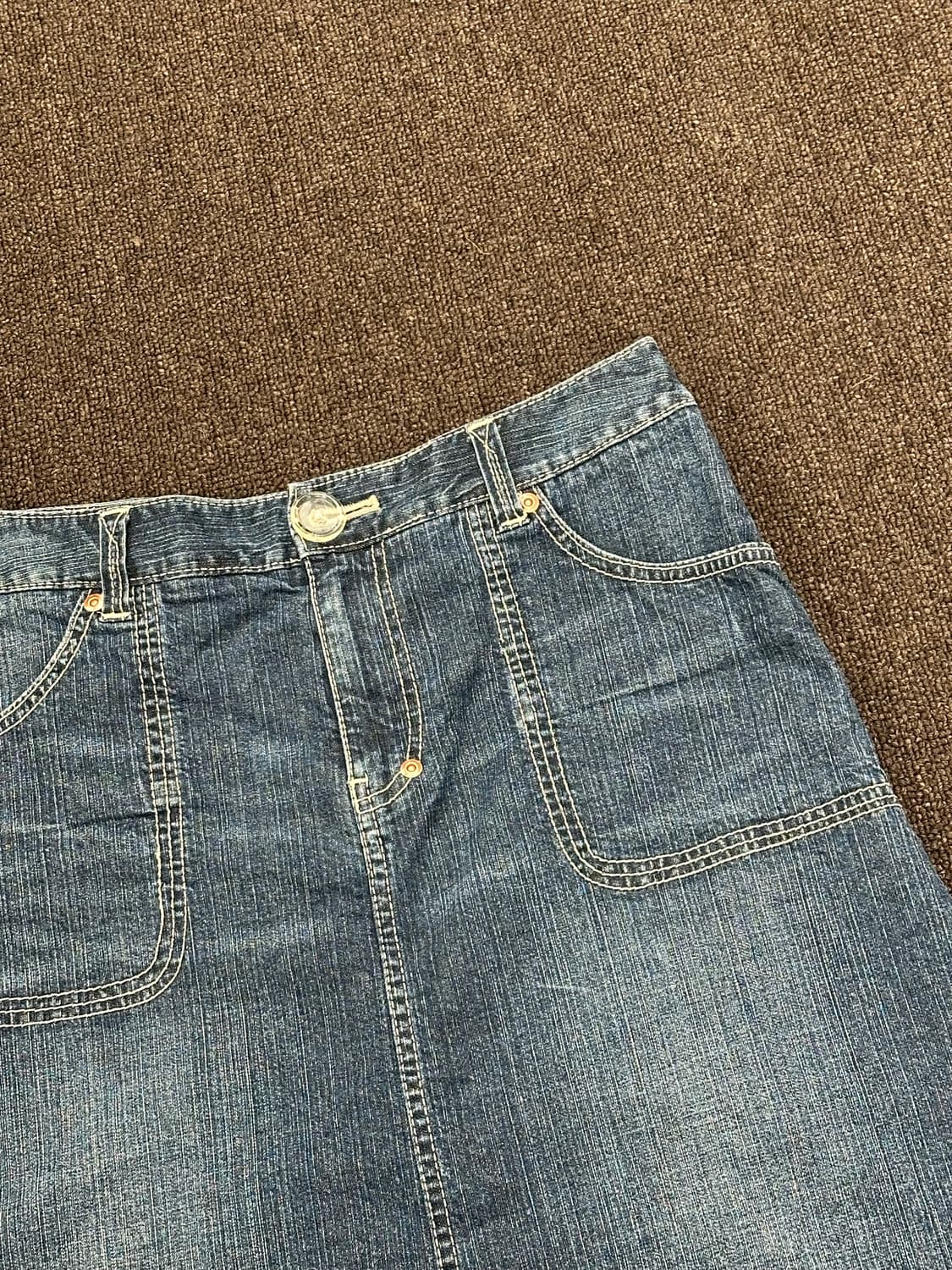 2)Japanese vintage 스티치 데님 미디 스커트 상품이미지2