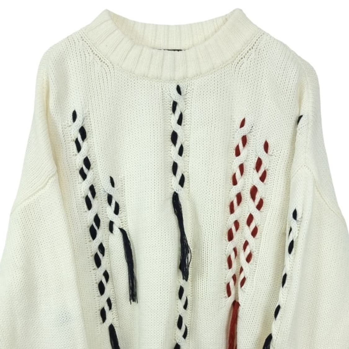 [도나카란뉴욕] 레이스 포인트 오버핏 크루넥 니트 아이보리 M19131 상품이미지4