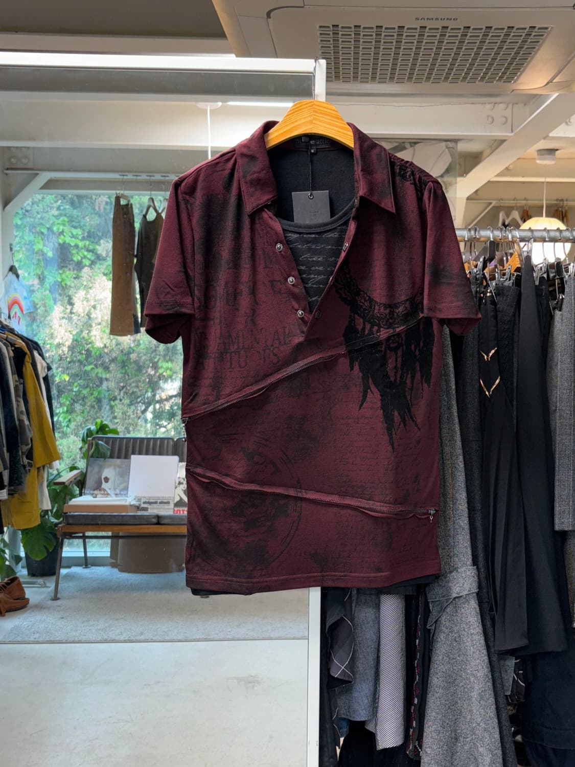 인더애틱 지퍼 절개 레이어드 폴로셔츠 상품이미지1