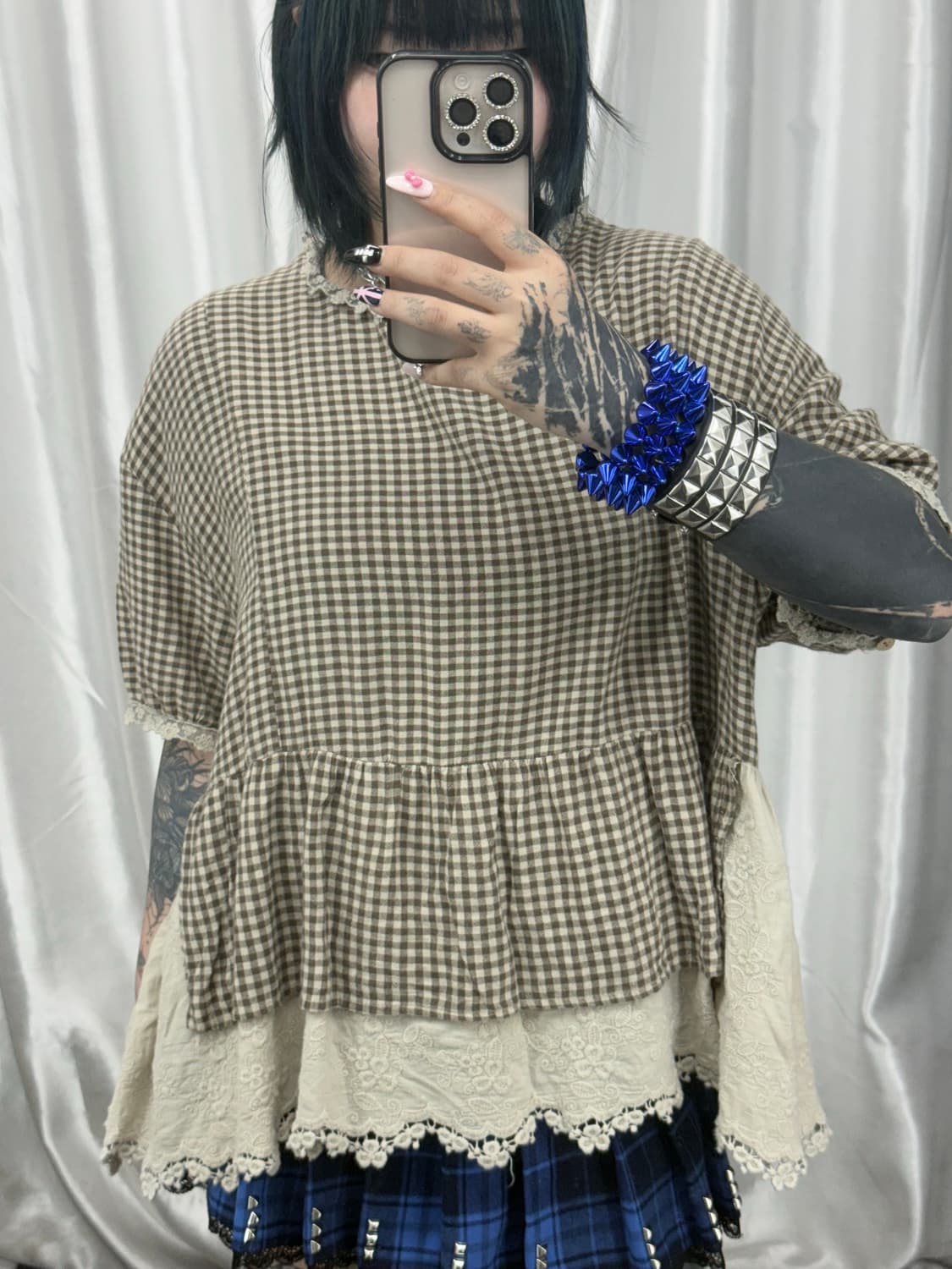 Brown check pattern long sleeve 상품이미지1