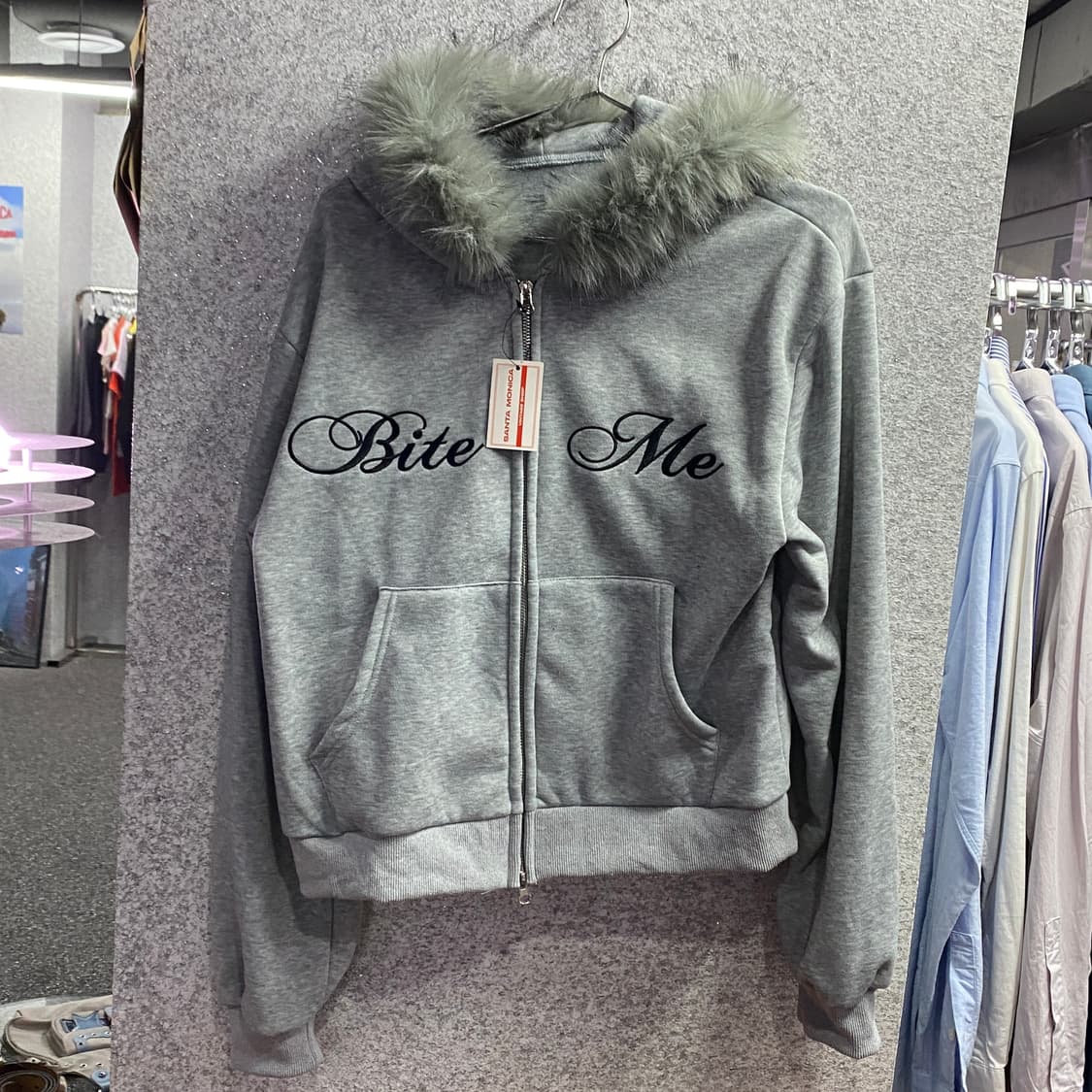 빈티지 레터링 투웨이 그레이 후드집업 b3393 상품이미지2