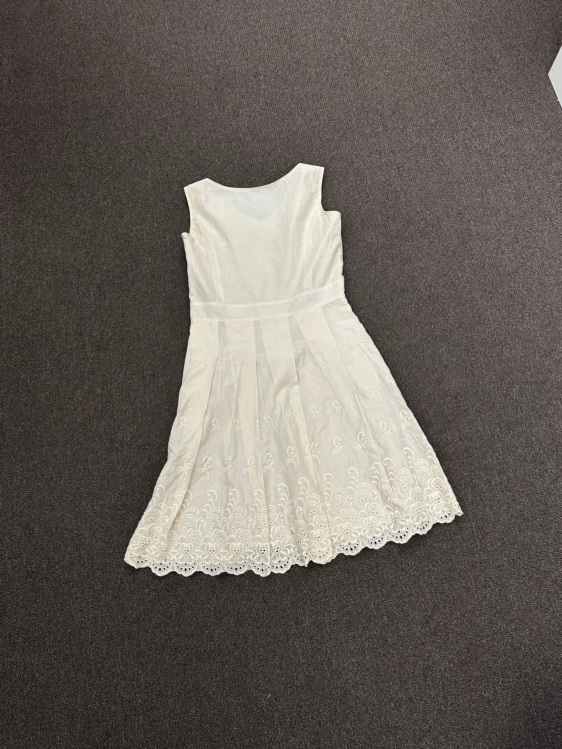 OS)Japanese vintage v넥 펀칭 아이보리 나시 원피스 상품이미지7