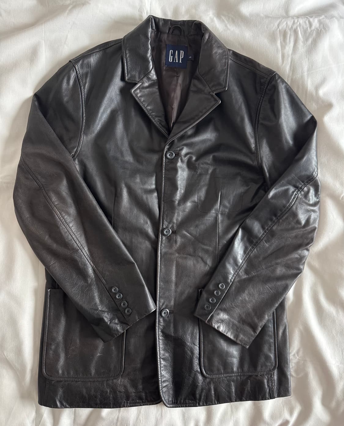 [L] 올드갭 싱글 레더 하프 자켓 상품이미지2