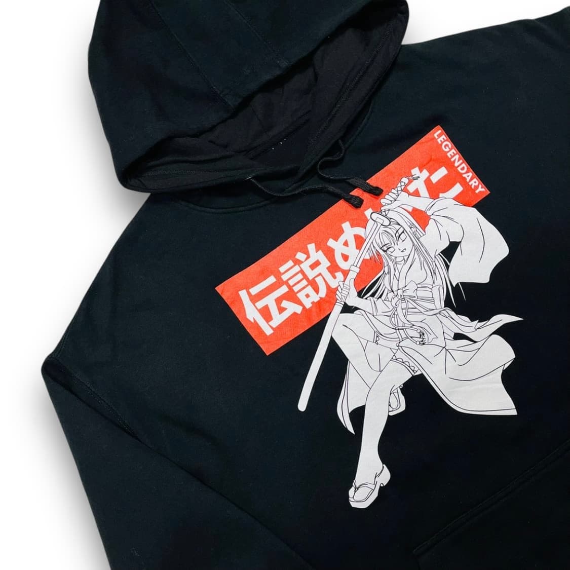 펑크 사무라이 걸 레전더리 블랙 스트릿 오버핏 후디 상품이미지2