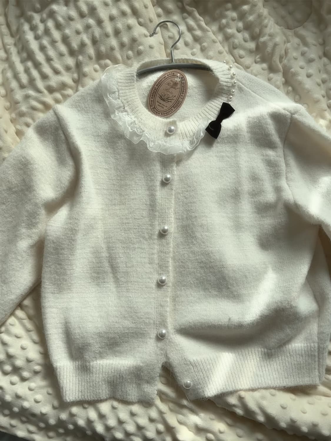 갸루 진주알 리본 프릴 니트 히메갸루 라떼갸루 양산형 스나계 상품이미지3