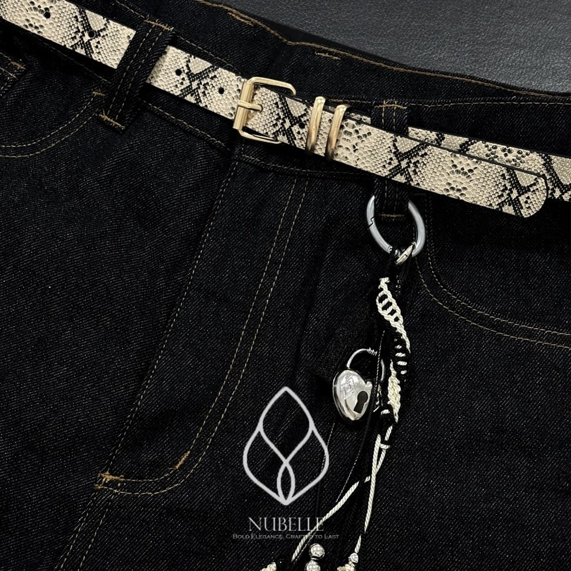 🌗 Snake printed belt / 파이톤 뱀피 프린팅 벨트 상품이미지3