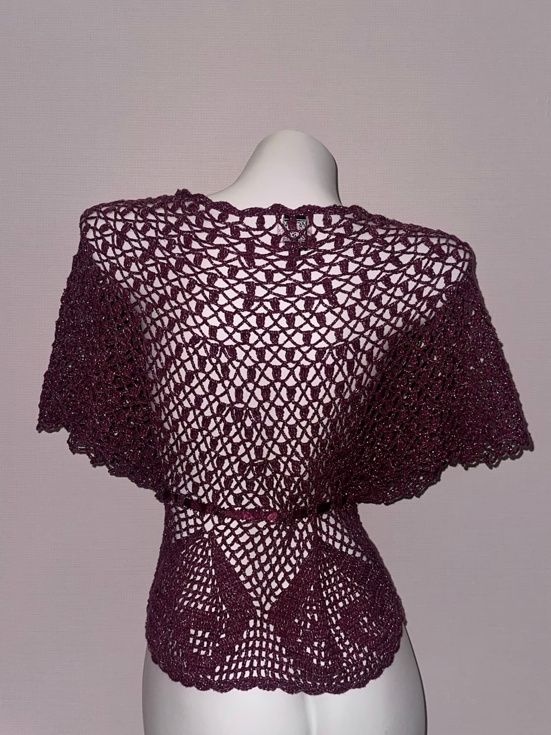 빈티지 크로쉐 글리터 버건디 가디건 상품이미지3