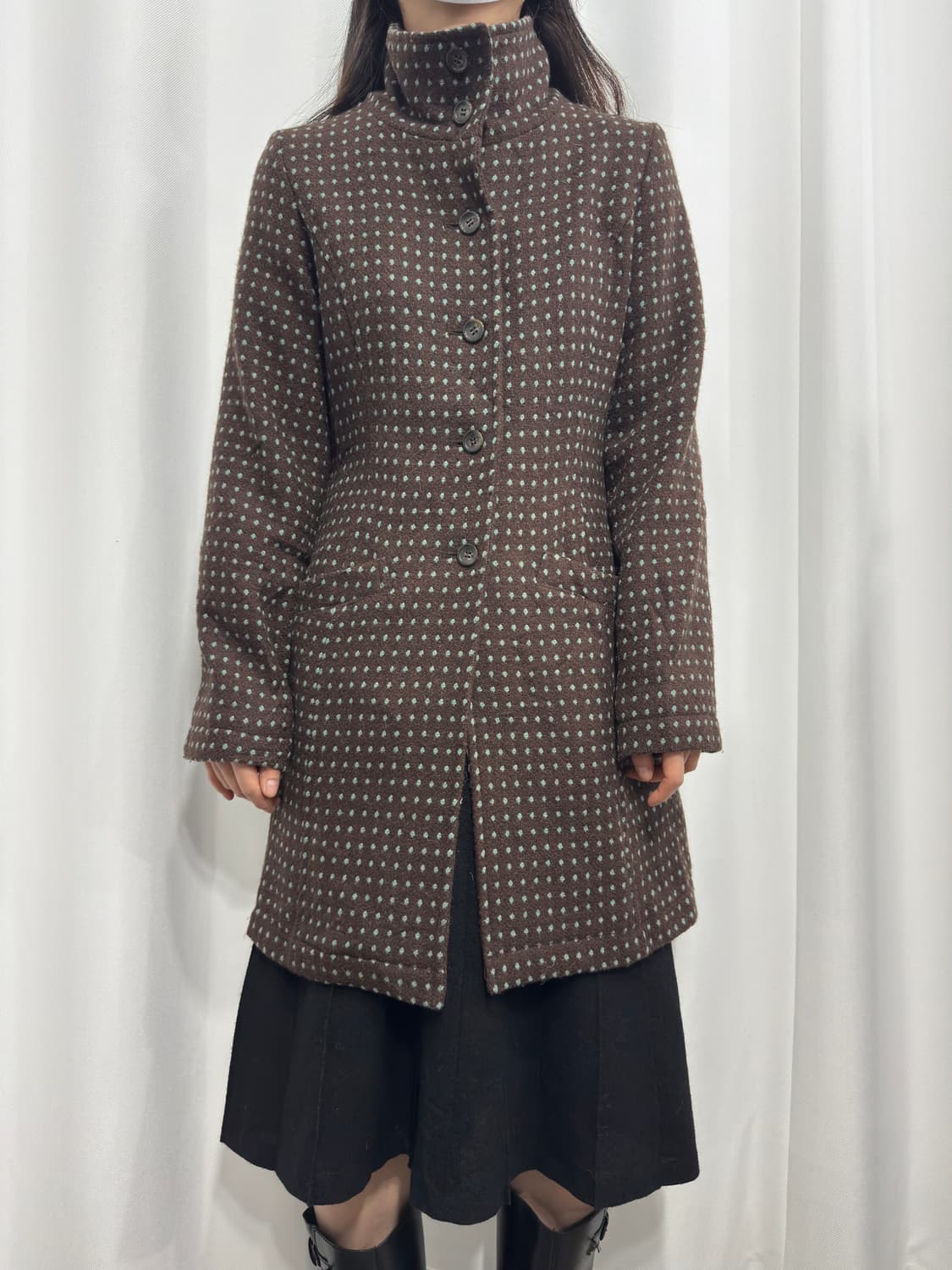 zampa mint choco dot button coat 상품이미지3