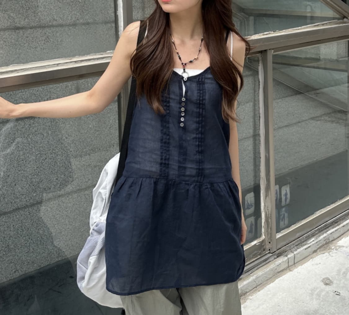 [새상품 반값] 신시 시스루 레이어드 나시 미디 원피스 상품이미지3