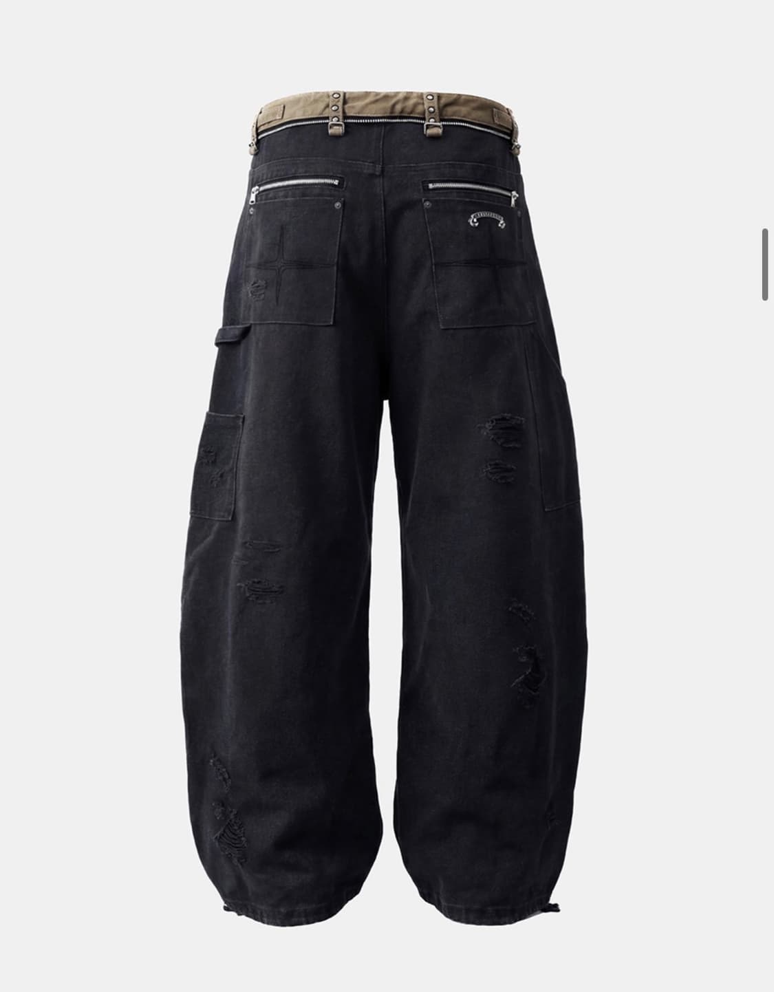 배드블러드 스터디드 카펜터 커브드 팬츠 - 블랙 상품이미지2