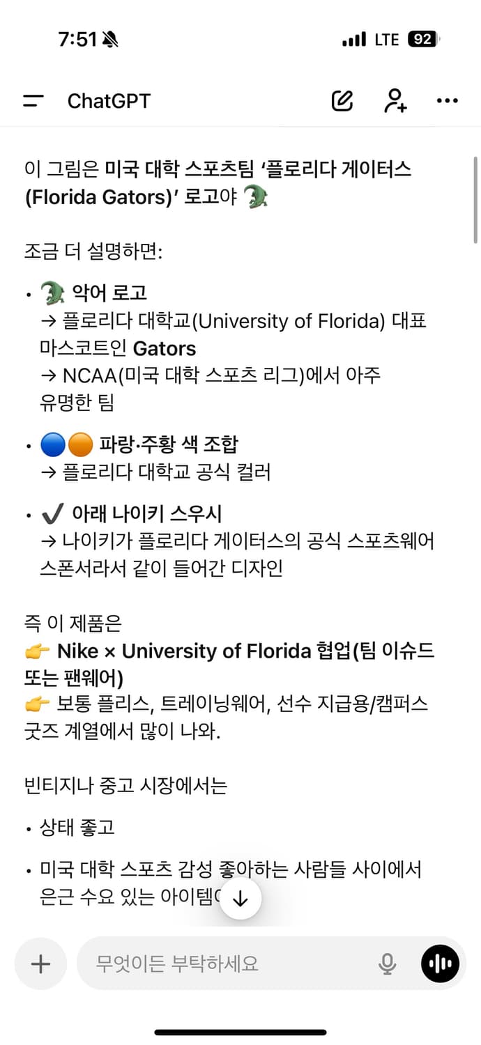 나이키 플로리다 게이터스 플리스 신칠라 아노락 XL (100-105) 나 상품이미지7