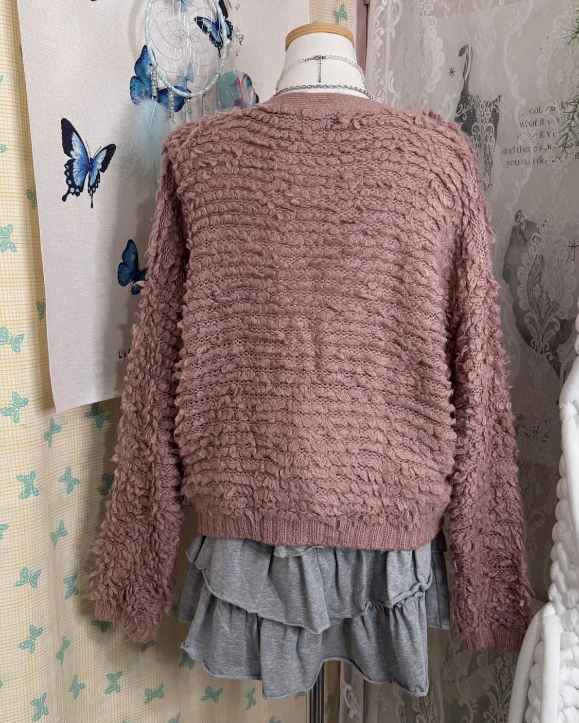 핑크 뽀글이 니트 가디건 상품이미지7