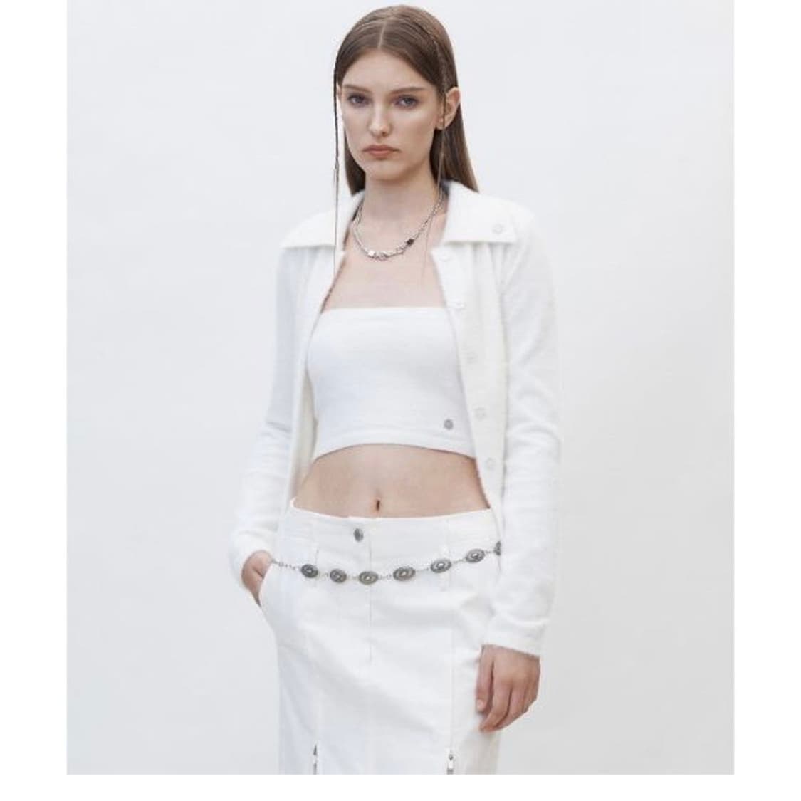 커렌트 헤어리 니트 가디건 스커트 세트 셋업 상품이미지2