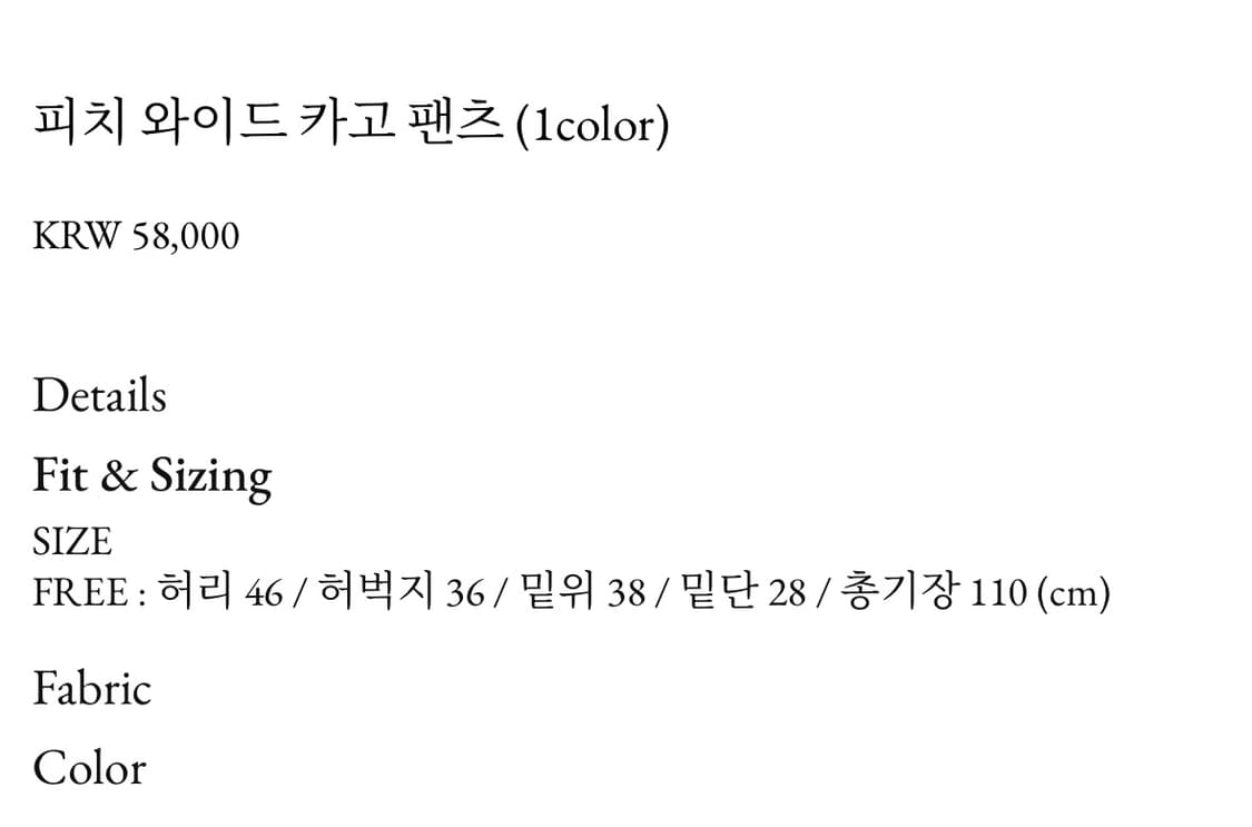 피치 와이드 카고 팬츠 상품이미지4