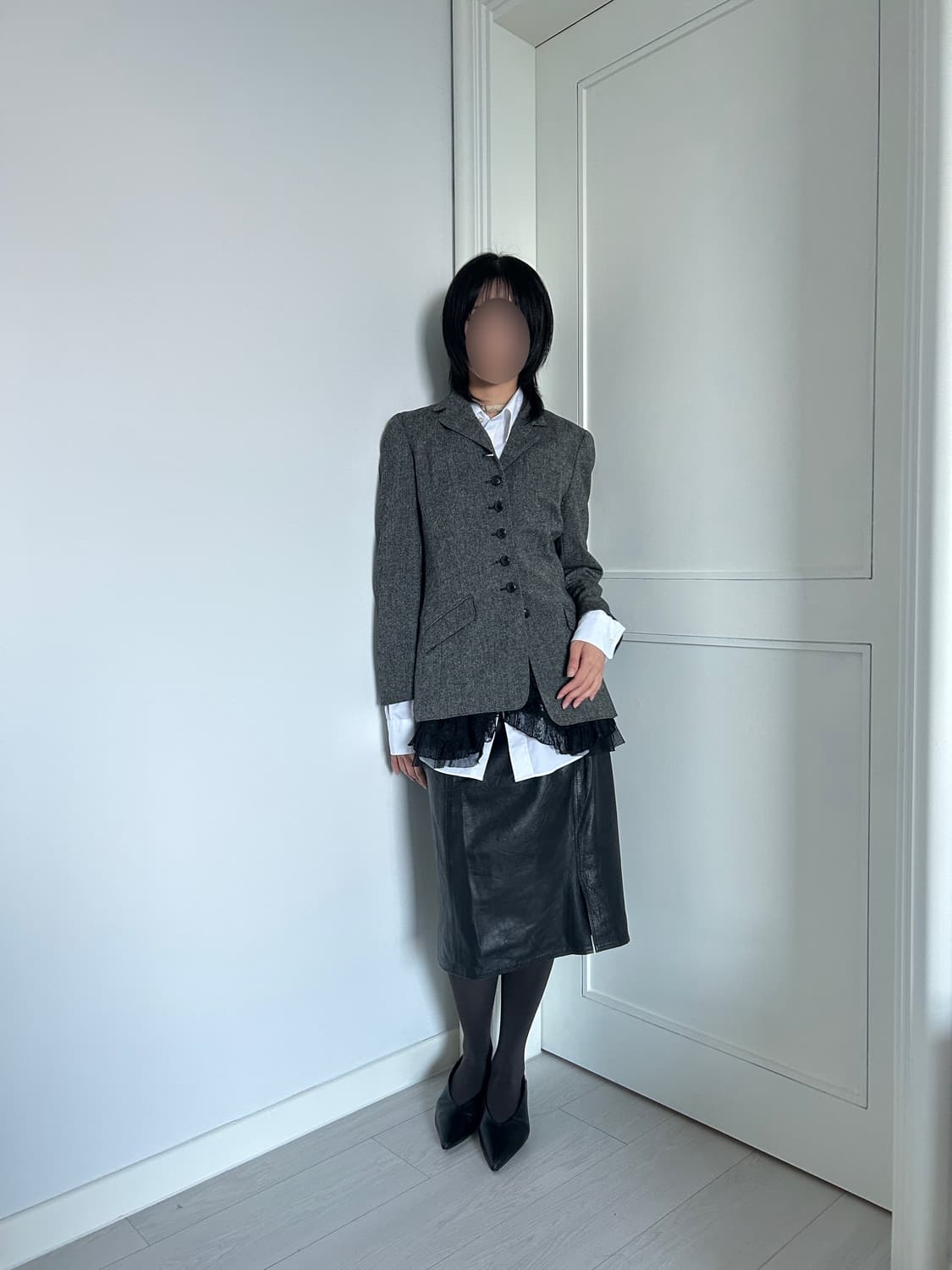 Black Leather Skirt / 빈티지 레더 스커트 상품이미지2