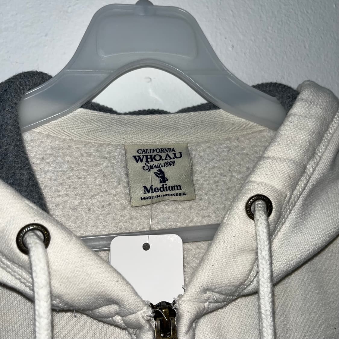 WHO A U cream hoodie zip-up 상품이미지6