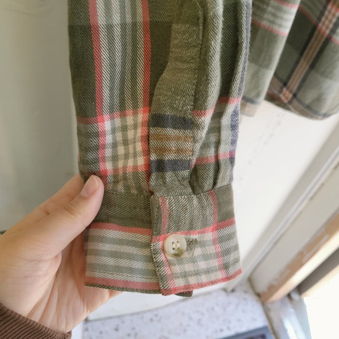 Y.O.M 그린체크 포켓 코튼셔츠 L 상품이미지4