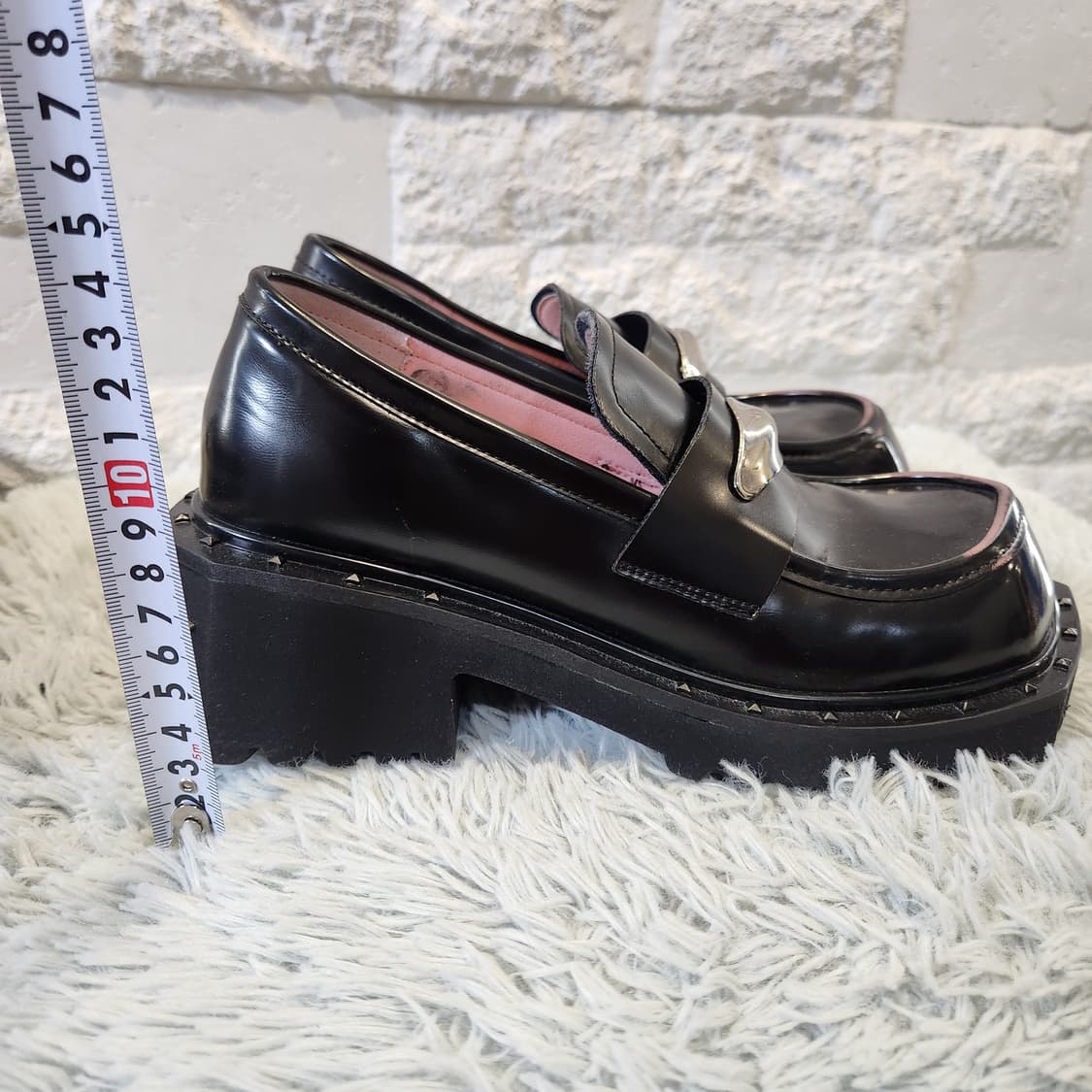 Y2K 무드 통굽 플랫폼 로퍼 / 실버 메탈 포인트 / 235 상품이미지10