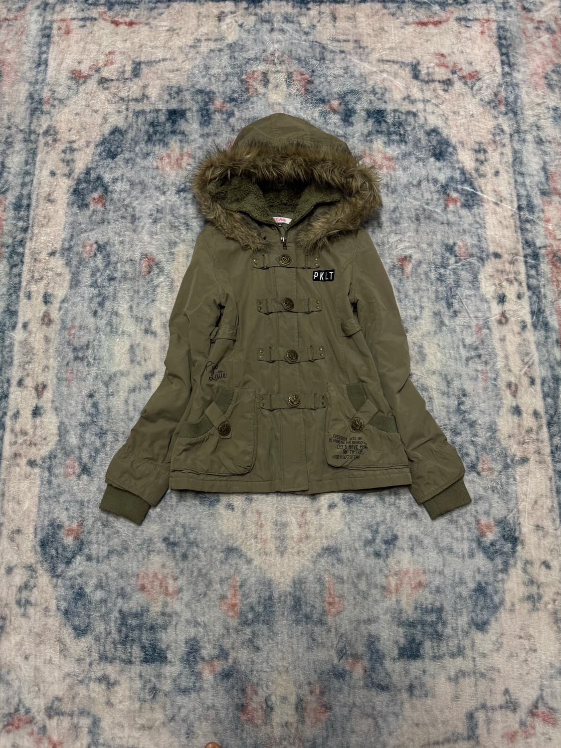 Pink latte 00s y2k millitary fur jacket 상품이미지2