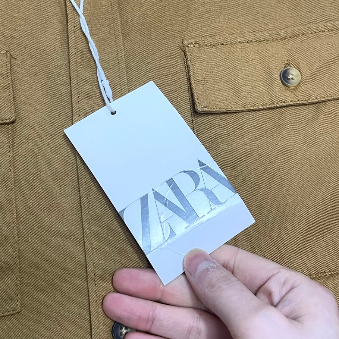 (택있는 새제품) 자라 브라운 포켓 셔츠 아동11-12 상품이미지5