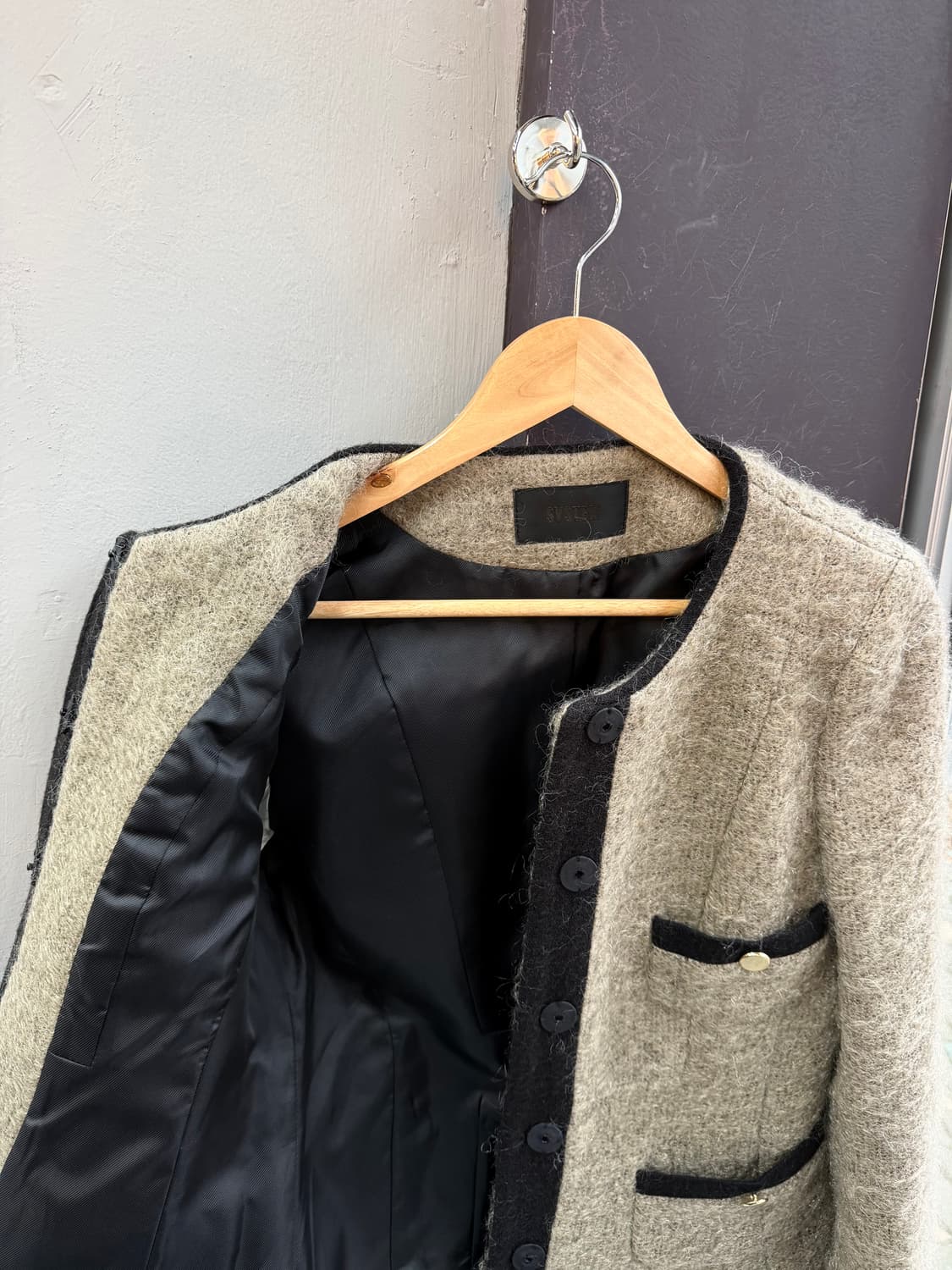 44~55/ 시스템 모헤어 트위드 금장버튼 자켓 상품이미지5