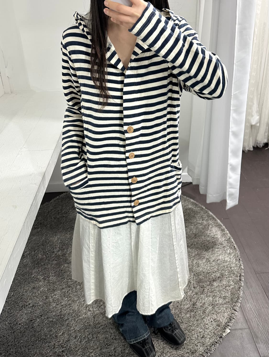 good day stripe hood cardigan 상품이미지3