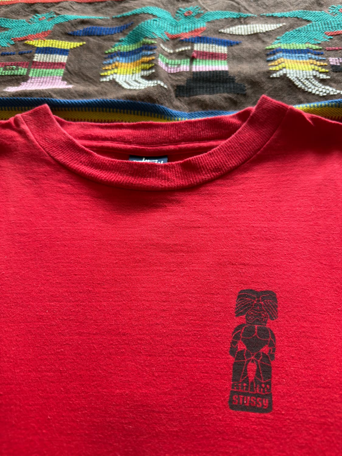 90s USA Stussy 티키 프린팅 티셔츠 상품이미지4