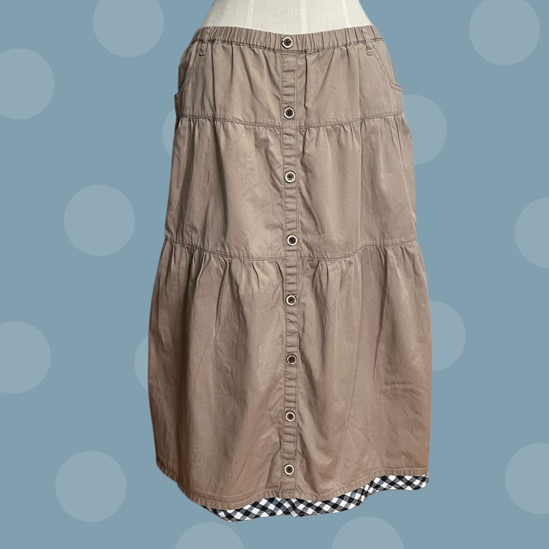 디키즈 체크 레이어드 베이지 캉캉 스커트 상품이미지2